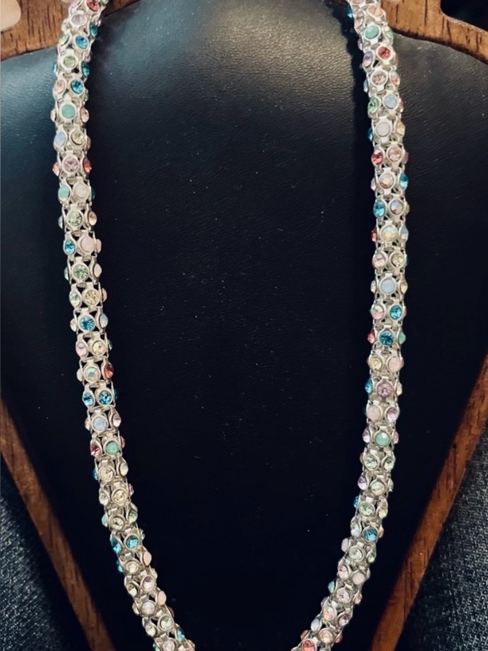 Swarovski Crystal Multicolor Tennis Necklace - Silver Setting